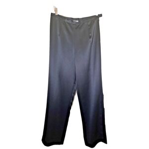 Vtg 90s YL Shiny Satin Wide Leg High Rise Pants Black Luxury USA  Size 10 Y.Le.V